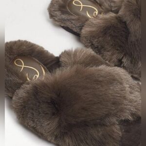 Sam Edelman Plush Faux-Fur Slide Slippers - Brown Size 9